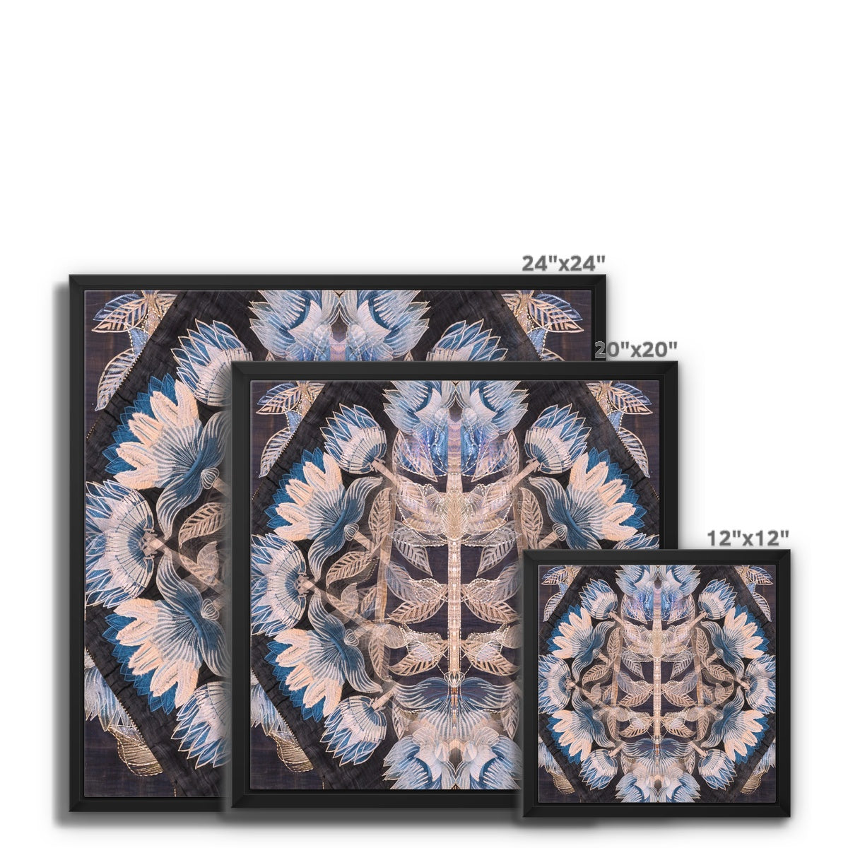 Blue Flora Framed Canvas - Starseed Designs Inc.
