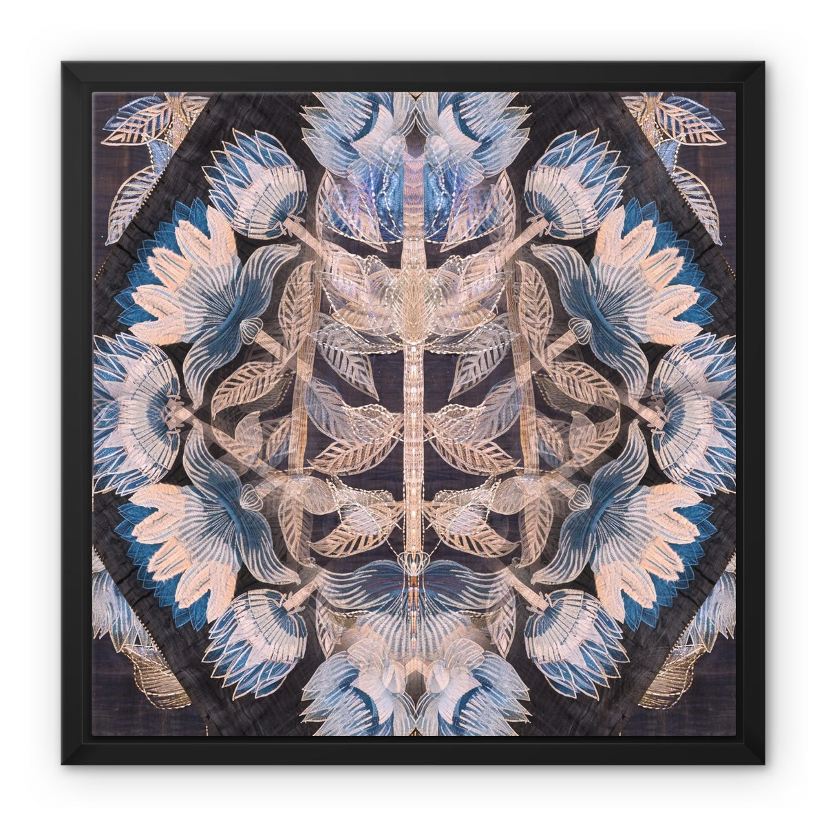 Blue Flora Framed Canvas - Starseed Designs Inc.